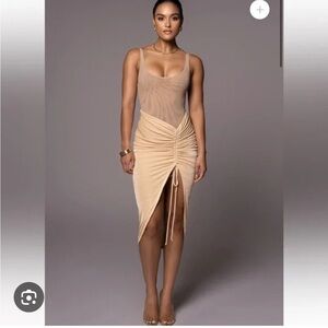 NEW JLUXLabel Aura Slinky Adjustable Midi Skirt in Buttercream - size XXL